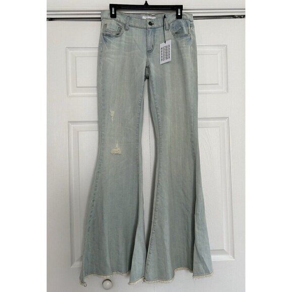 Pistols 70's Inspired Low Rise Distressed Bell Bottom/Flare Light Wash Jean 24 - Picture 1 of 11